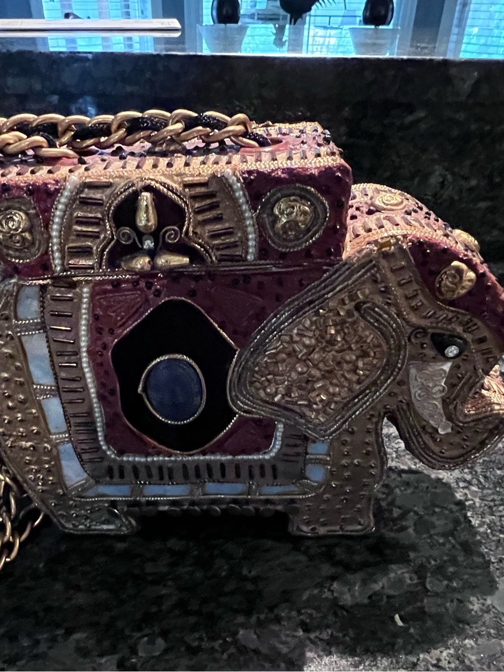Mary Frances Elephant Box Crossbody Bag - Gold Embellished - Picture 9 of 12